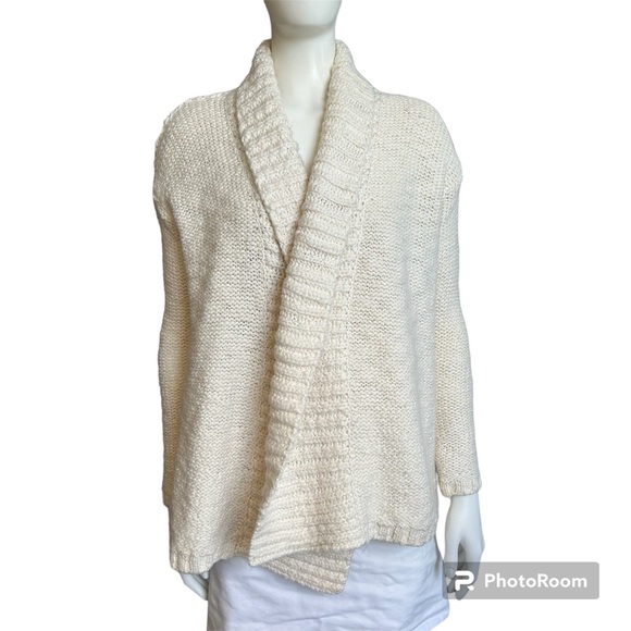 NWT LOFT long cream knit open-front cardigan XS/S - Picture 5 of 7